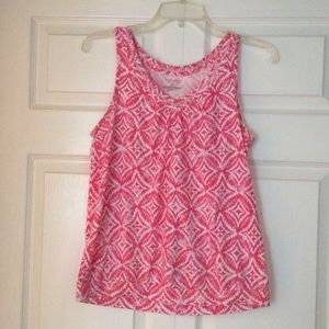 Sonoma short sleeve blouse. Pink and white pattern